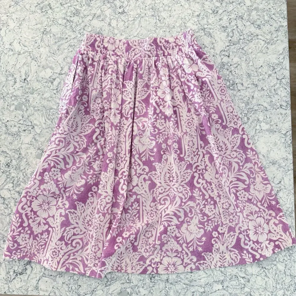 Abercrombie & Fitch LP Midi Skirt Large Petite Lavender White Pockets